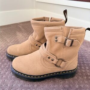 Tan Suede Buckle Dr Martens Combat Boots